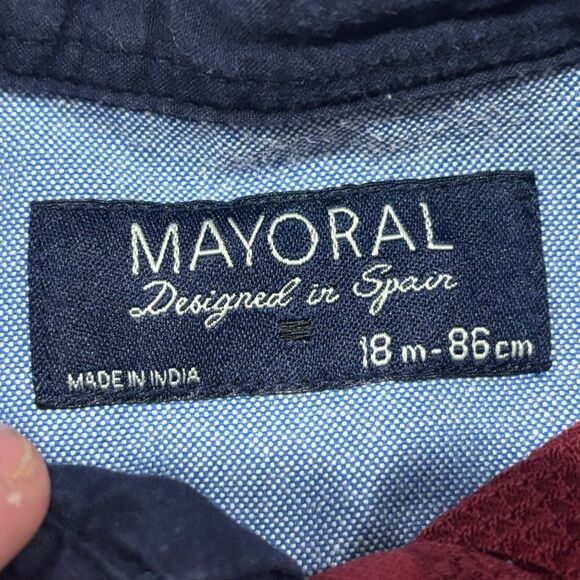 Mayoral Long Sleeve Polo Maroon Red Textured 18M Spain - Picture 3 of 5